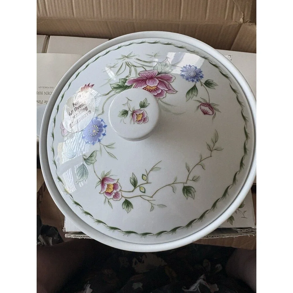 Andrea by Sadek Covered Casserole with Lid, Handles Spring Night New In Box